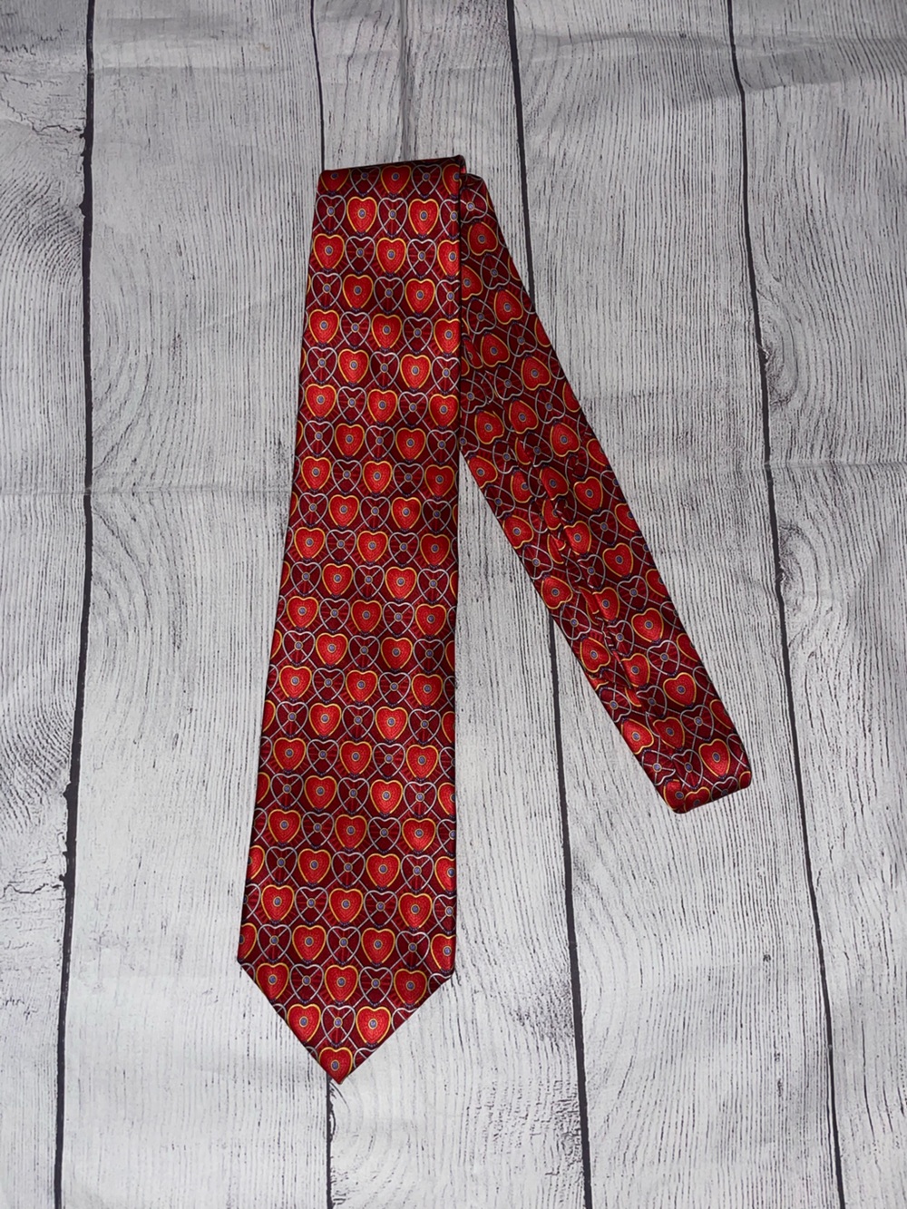 Fabrege Red Heart Patterned Silk Tie